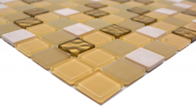 Mosaico de azulejos de cocina splashback piedra autoadhesiva blanco oro mosaico de vidrio de piedra blanco mate oro MOS200-4M362_f