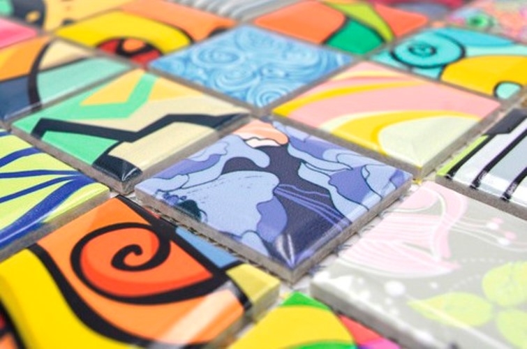 Colorido estilo retro mosaico azulejos POP UP ART diseño pared revestimiento backsplash MOS14-1605_f