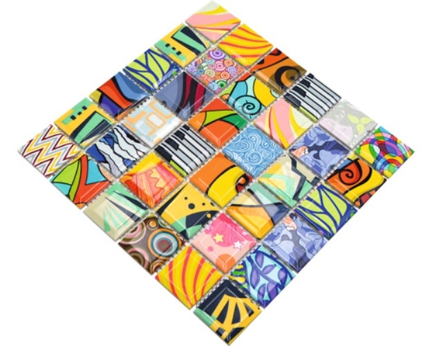 Colorido estilo retro mosaico azulejos POP UP ART diseño pared revestimiento backsplash MOS14-1605_f