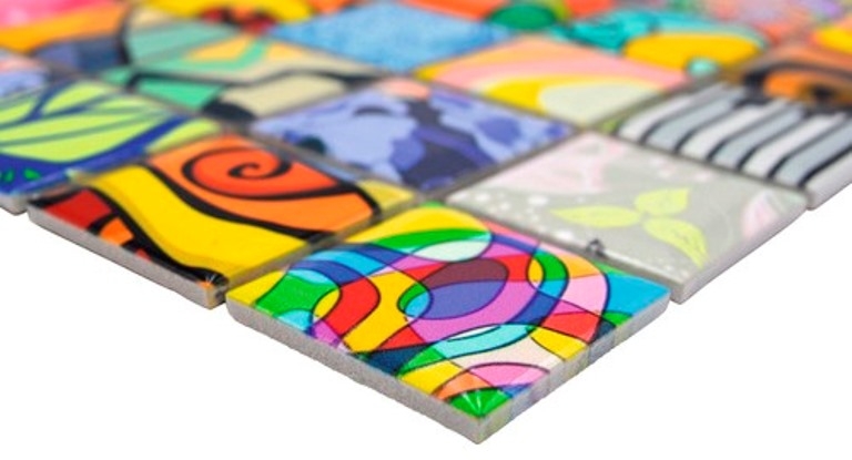 Colorido estilo retro mosaico azulejos POP UP ART diseño pared revestimiento backsplash MOS14-1605_f