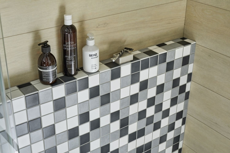 Cerámica mosaico antiguo blanco gris antracita pared azulejo cocina baño azulejo MOS14-0123_f