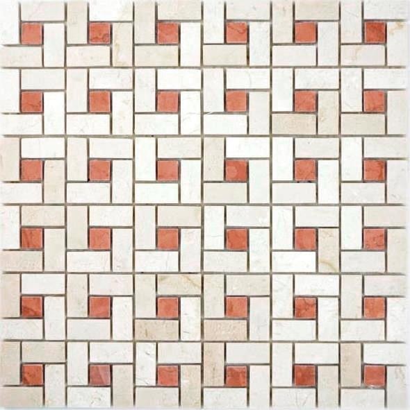 Mármol rueda de mosaico de piedra cremarfil rosa pulido Mármol rueda de mosaico de piedra cremarfil rosa MOS88-B17_f