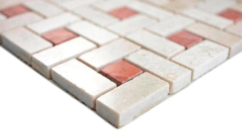 Mármol rueda de mosaico de piedra cremarfil rosa pulido Mármol rueda de mosaico de piedra cremarfil rosa MOS88-B17_f