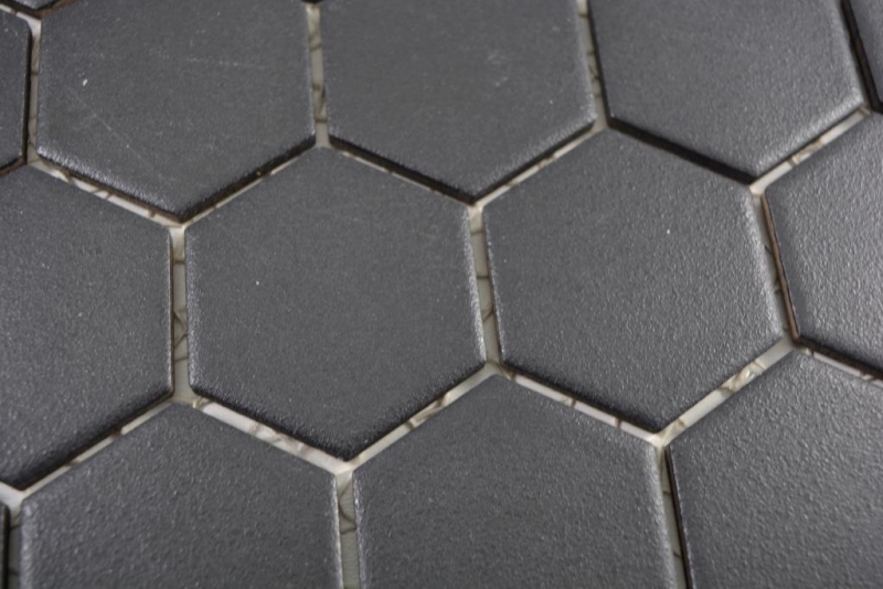Cerámica mosaico hexágono negro R10B plato de ducha azulejos mosaico azulejos cocina baño piso MOS11H-0303-R10_f