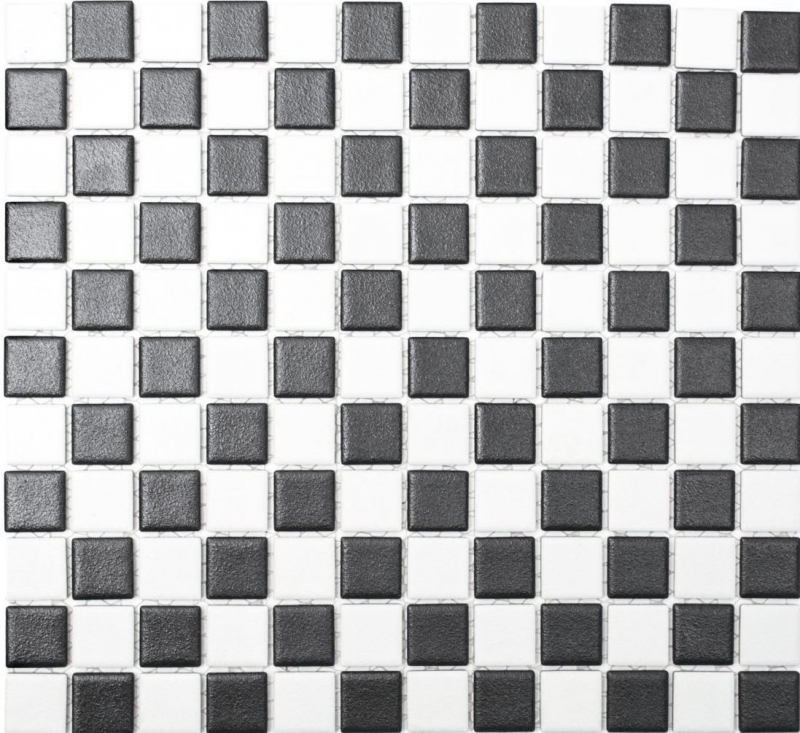 Mosaico de cerámica RUTSCHSICHER tablero de ajedrez negro blanco mate MOS18-0305-R10_f