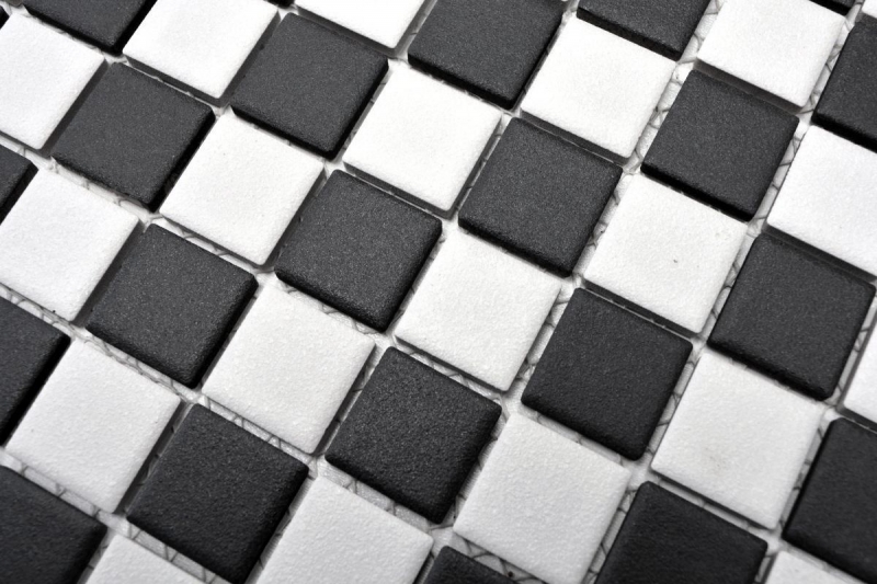 Mosaico de cerámica RUTSCHSICHER tablero de ajedrez negro blanco mate MOS18-0305-R10_f