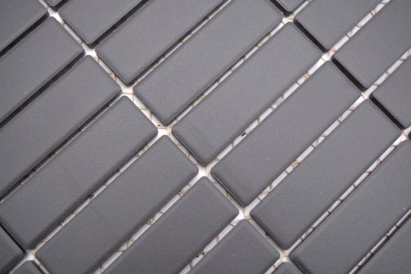 Mosaico de azulejos de cerámica varillas negro antracita sin esmaltar plato de ducha azulejo de piso MOS24B-0310-R10_f