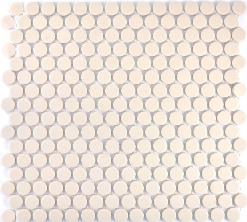 Botón de mosaico LOOP redondo mosaico beige claro mate pared azulejo backsplash BAD MOS10-1202-R10_f