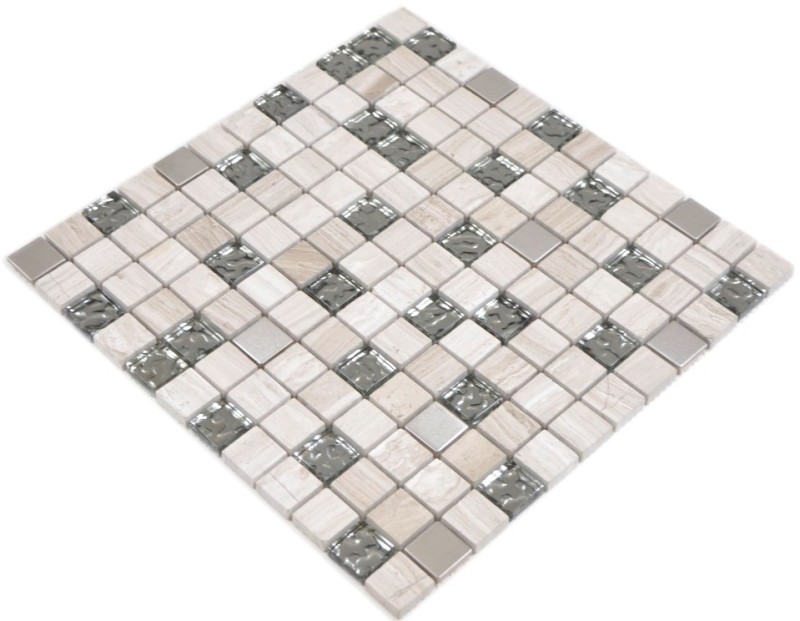 Cuadrado cristal/piedra/acero mezcla madera blanco mosaico azulejo pared azulejo backsplash cocina baño MOS82-0108_f