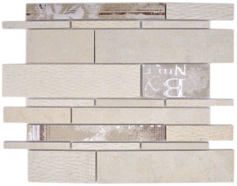 Composite mármol/cerámica mezcla beige/color 2F mosaico azulejo pared salpicadero cocina baño MOS180-A01STB_f