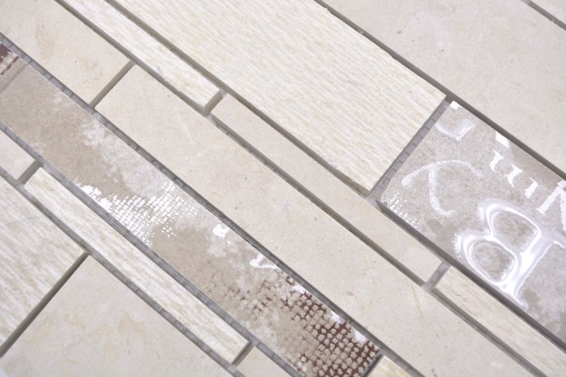 Composite mármol/cerámica mezcla beige/color 2F mosaico azulejo pared salpicadero cocina baño MOS180-A01STB_f