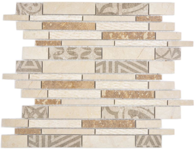 Composite mármol/cerámica mezcla beige 3F mosaico azulejo pared azulejo backsplash cocina baño MOS180-B0327B_f
