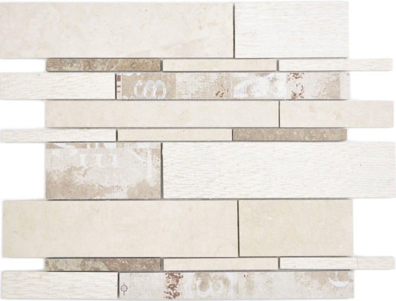 Composite mármol/cerámica mezcla beige/color 3F mosaico azulejo pared salpicadero cocina baño MOS180-B03STB_f