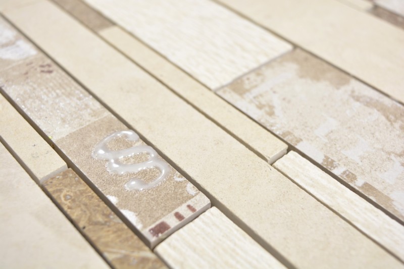 Composite mármol/cerámica mezcla beige/color 3F mosaico azulejo pared salpicadero cocina baño MOS180-B03STB_f