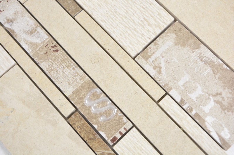 Composite mármol/cerámica mezcla beige/color 3F mosaico azulejo pared salpicadero cocina baño MOS180-B03STB_f