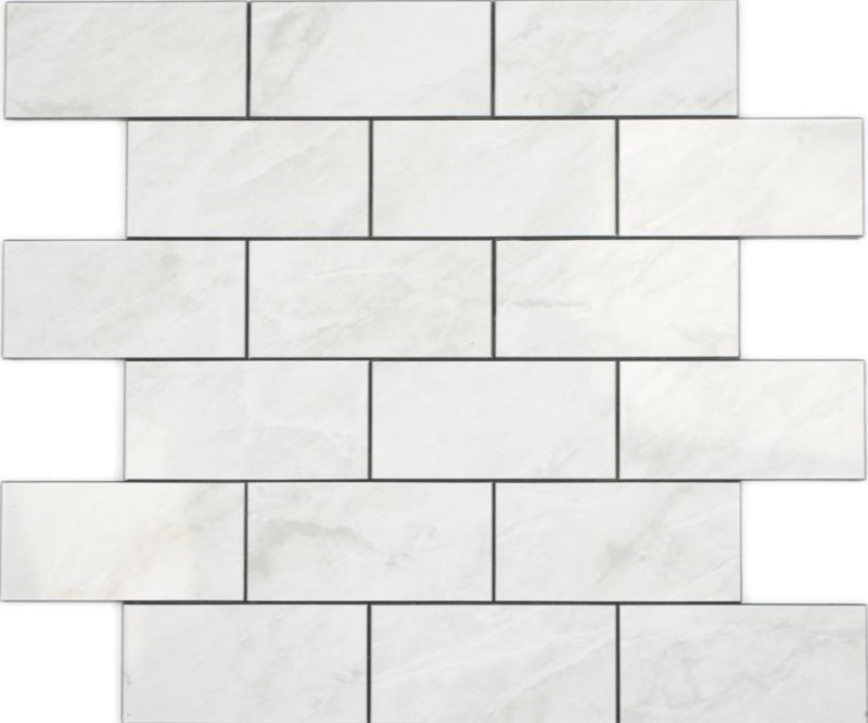 Rectángulo AC efecto piedra Carrara look Subway Level brillante mosaico azulejo pared azulejo backsplash cocina baño MOS200-CLG_f