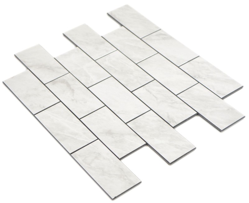 Rectángulo AC efecto piedra Carrara look Subway Level brillante mosaico azulejo pared azulejo backsplash cocina baño MOS200-CLG_f