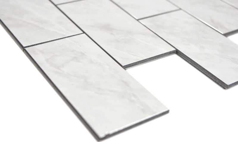 Rectángulo AC efecto piedra Carrara look Subway Level brillante mosaico azulejo pared azulejo backsplash cocina baño MOS200-CLG_f