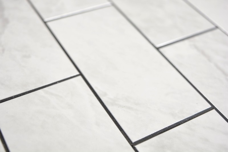 Rectángulo AC efecto piedra Carrara look Subway Level brillante mosaico azulejo pared azulejo backsplash cocina baño MOS200-CLG_f