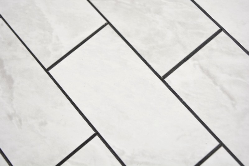 Rectángulo AC efecto piedra Carrara look Subway Level brillante mosaico azulejo pared azulejo backsplash cocina baño MOS200-CLG_f