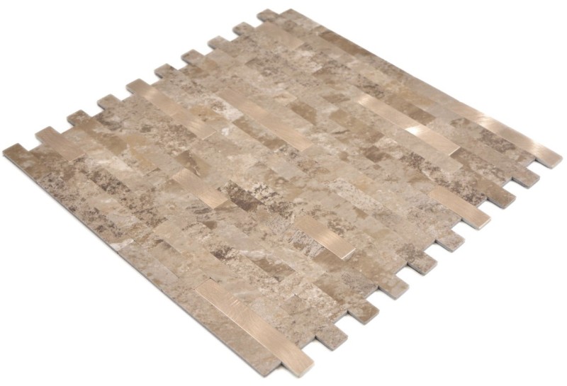 Vinilo compuesto aspecto piedra Caliza marrón/oro mosaico azulejo pared salpicadero cocina baño MOS200-LBG_f