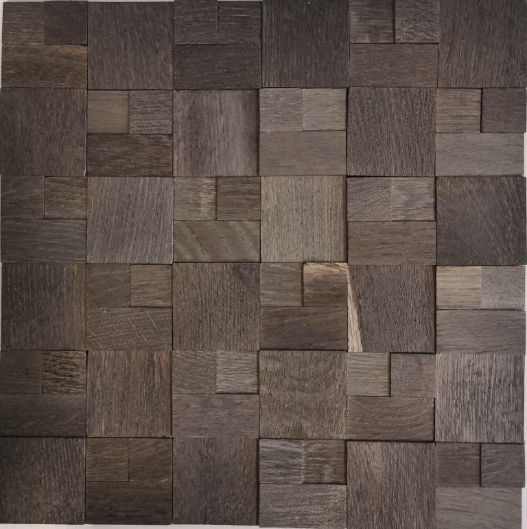 Mosaico de madera marrón oscuro 3D autoadhesivo pared cocina azulejo backsplash MOS170-11B_f