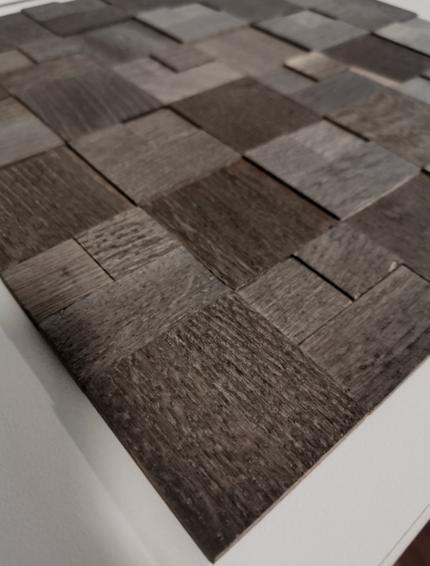Mosaico de madera marrón oscuro 3D autoadhesivo pared cocina azulejo backsplash MOS170-11B_f