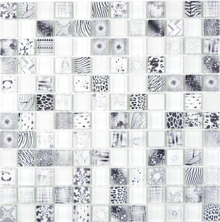 Cuadrado Crystal mix super blanco mosaico azulejo pared azulejo backsplash cocina ducha baño MOS74-0203_f