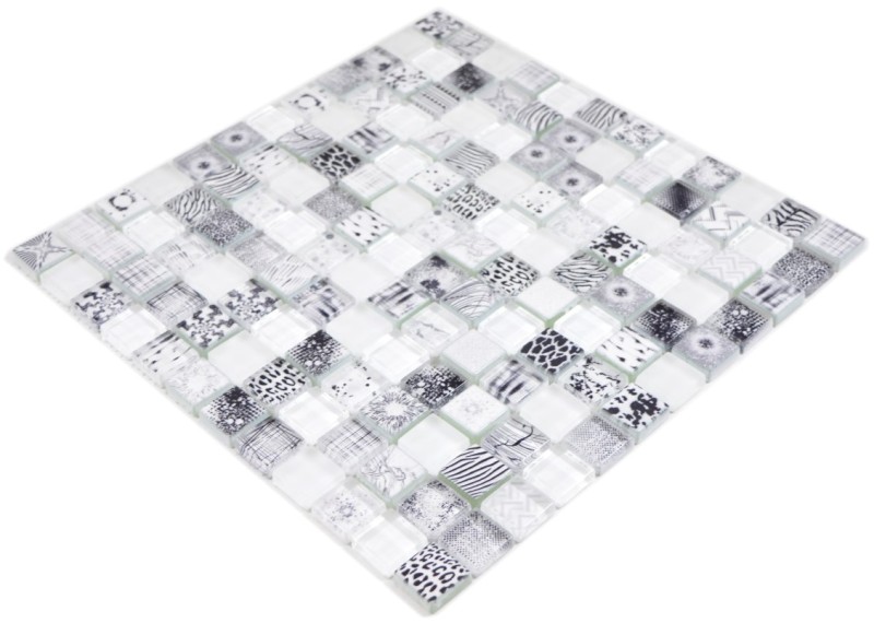 Cuadrado Crystal mix super blanco mosaico azulejo pared azulejo backsplash cocina ducha baño MOS74-0203_f