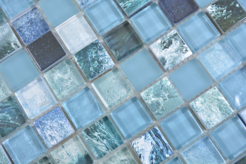 Cuadrado Crystal mix verdeazul/océano mosaico azulejo pared azulejo backsplash cocina ducha baño MOS74-0605_f