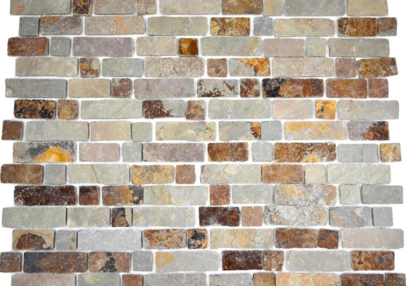 Azulejo de mosaico de pizarra piedra natural ladrillo marrón óxido azulejo backsplash mosaico estera mosaico azulejo splashback - MOS34-1204