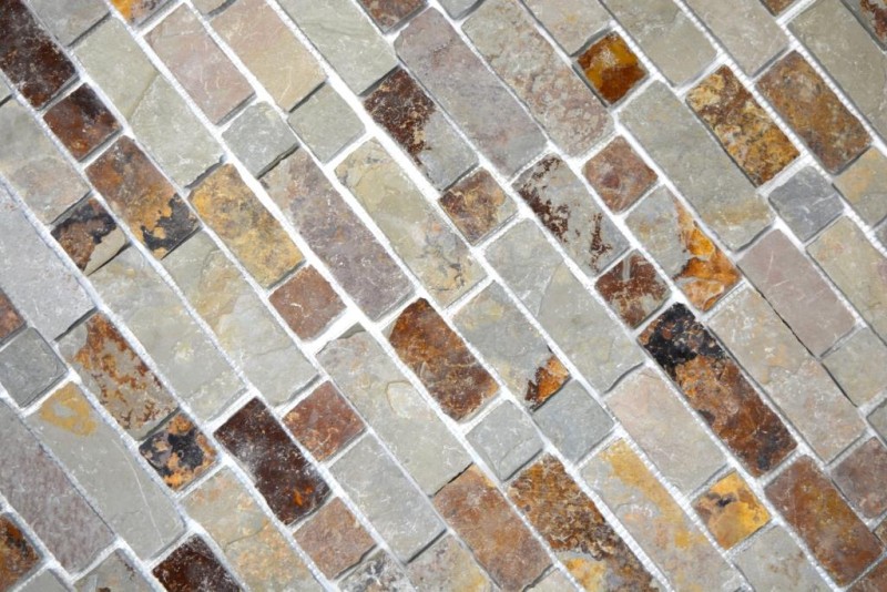 Azulejo de mosaico de pizarra piedra natural ladrillo marrón óxido azulejo backsplash mosaico estera mosaico azulejo splashback - MOS34-1204