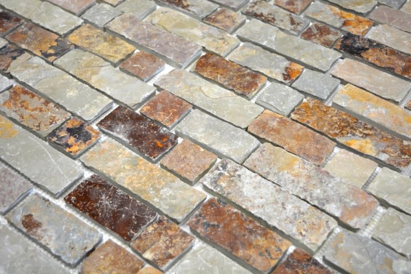 Azulejo de mosaico de pizarra piedra natural ladrillo marrón óxido azulejo backsplash mosaico estera mosaico azulejo splashback - MOS34-1204