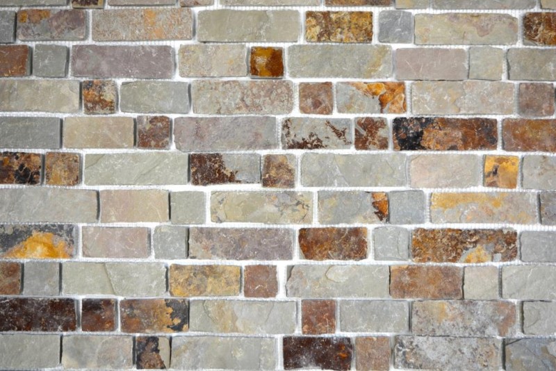 Azulejo de mosaico de pizarra piedra natural ladrillo marrón óxido azulejo backsplash mosaico estera mosaico azulejo splashback - MOS34-1204