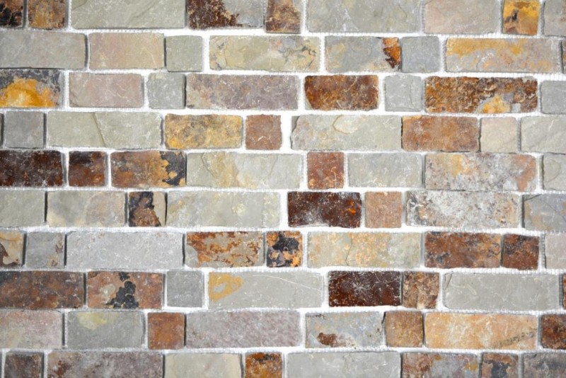 Azulejo de mosaico de pizarra piedra natural ladrillo marrón óxido azulejo backsplash mosaico estera mosaico azulejo splashback - MOS34-1204