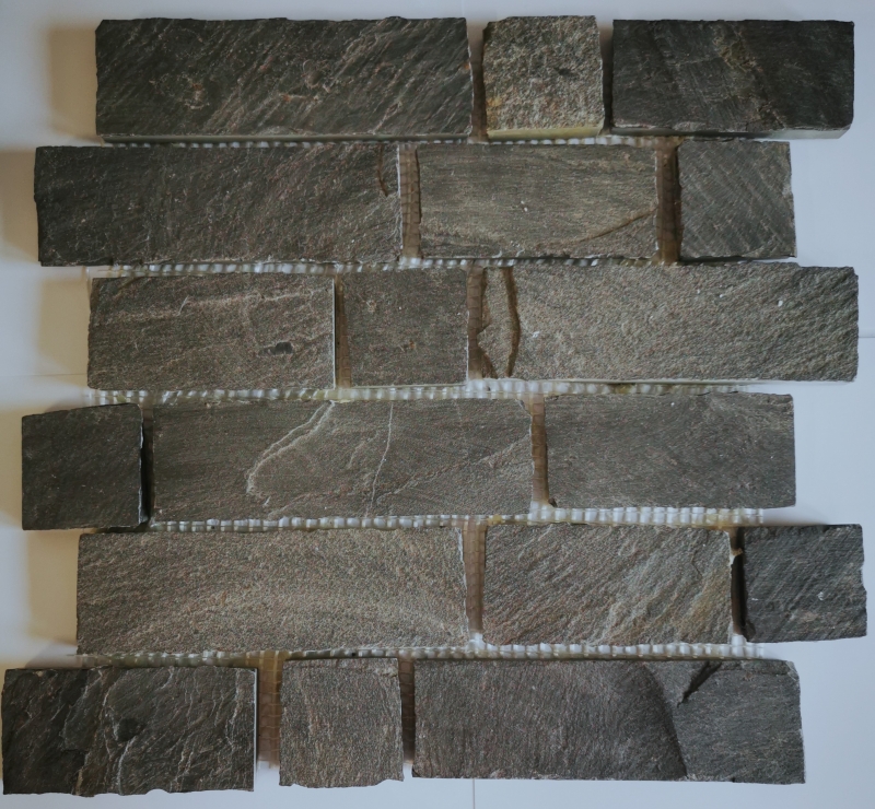 Pizarra mosaico de azulejos de piedra natural de ladrillo antracita negro jack mosaico estera mosaico azulejo splashback cocina - MOS34-0208