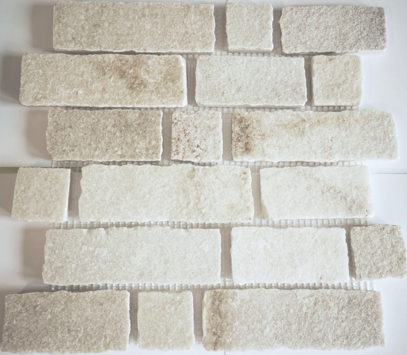 Pizarra mosaico de azulejos de piedra natural de ladrillo blanco beige claro mosaico de azulejos estera backsplash cocina - MOS34-0102