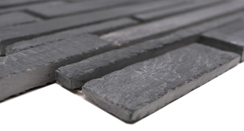 Pizarra mosaico de azulejos de piedra natural de ladrillo antracita negro mosaico estera splashback pared paneles - MOS34-0206