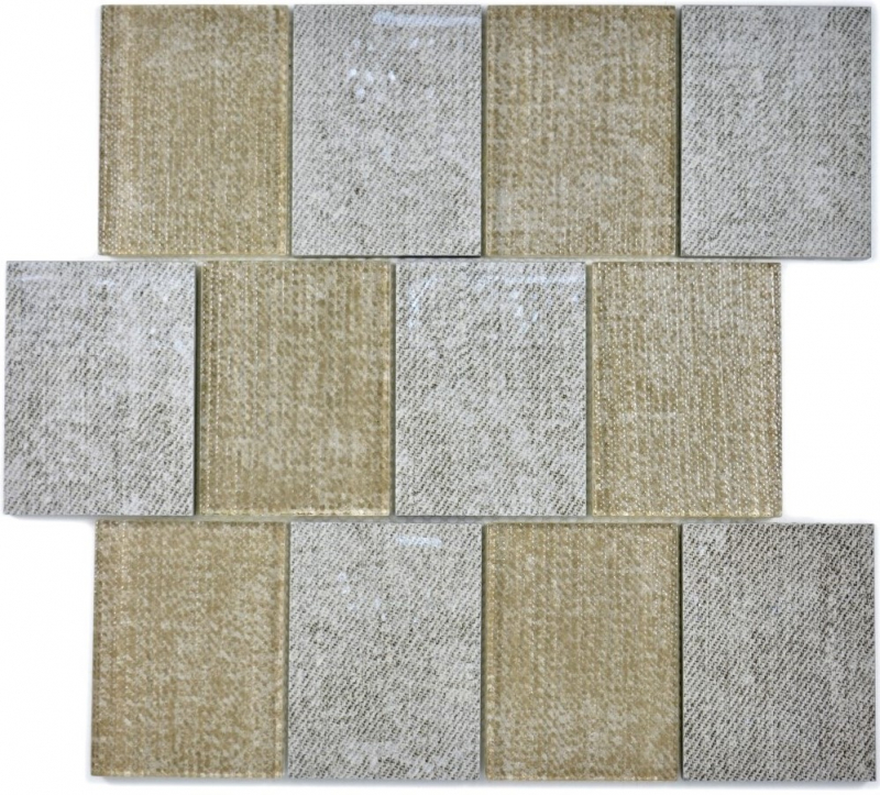 Mosaico de azulejos de cerámica mezcla de vidrio mosaico rectángulo textil mirada gris marrón moteado azulejos backsplash - MOS88J-1202