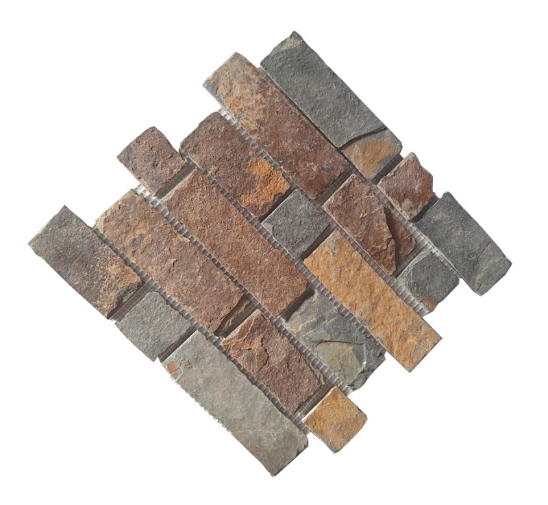 Muestra de mano mosaico azulejo pizarra piedra natural ladrillo marrón óxido MOS34-1204_m