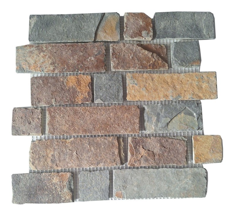 Muestra de mano mosaico azulejo pizarra piedra natural ladrillo marrón óxido MOS34-1204_m