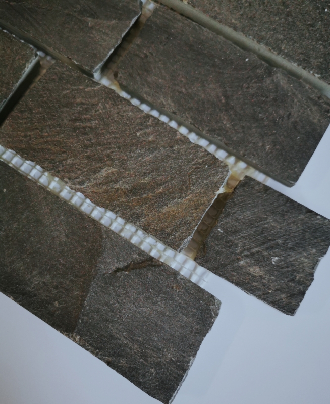 Muestra de mano mosaico azulejo pizarra piedra natural Ladrillo antracita Negro Jack MOS34-0208_m