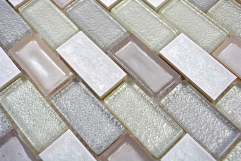 Muestra de mano azulejo mosaico Cerámica translúcida blanco Mosaico de vidrio ladrillo Cerámica cristal blanco ártico MOS83IC-0211_m