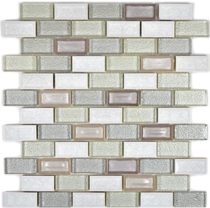 Muestra de mano azulejo mosaico Cerámica translúcida blanco Mosaico de vidrio ladrillo Cerámica cristal blanco ártico MOS83IC-0211_m