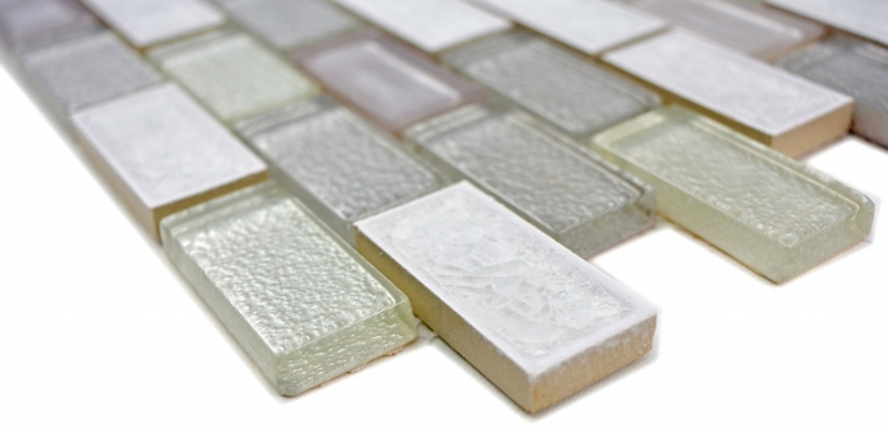 Muestra de mano azulejo mosaico Cerámica translúcida blanco Mosaico de vidrio ladrillo Cerámica cristal blanco ártico MOS83IC-0211_m