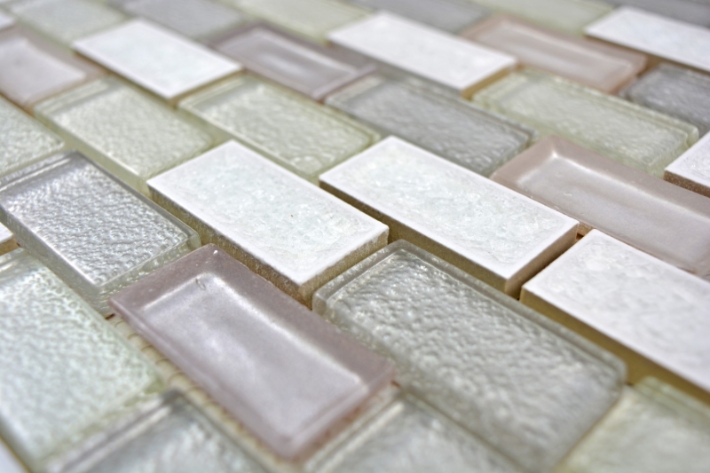 Muestra de mano azulejo mosaico Cerámica translúcida blanco Mosaico de vidrio ladrillo Cerámica cristal blanco ártico MOS83IC-0211_m