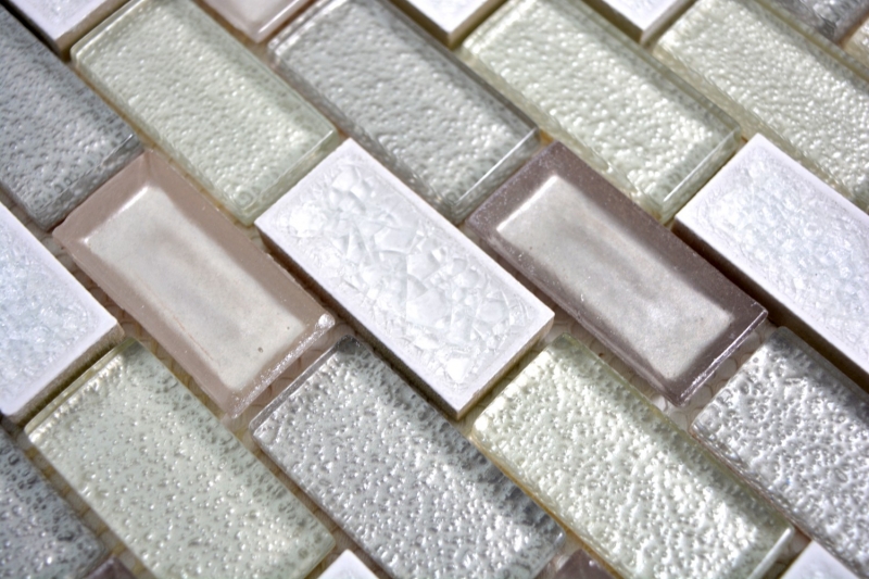 Muestra de mano mosaico azulejo translúcido cerámica blanco ladrillo vidrio mosaico cristal cerámica blanco antiguo MOS83IC-0121_m