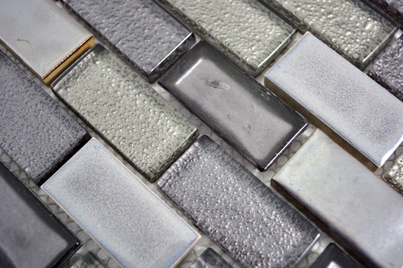 Muestra de mano mosaico azulejo translúcido cerámica gris Ladrillo mosaico de vidrio Cristal cerámica viejo gris MOS83IC-0229_m