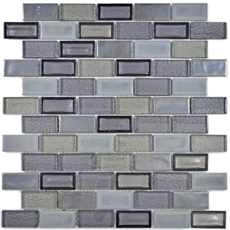 Muestra de mano mosaico azulejo translúcido cerámica gris Ladrillo mosaico de vidrio Cristal cerámica viejo gris MOS83IC-0229_m