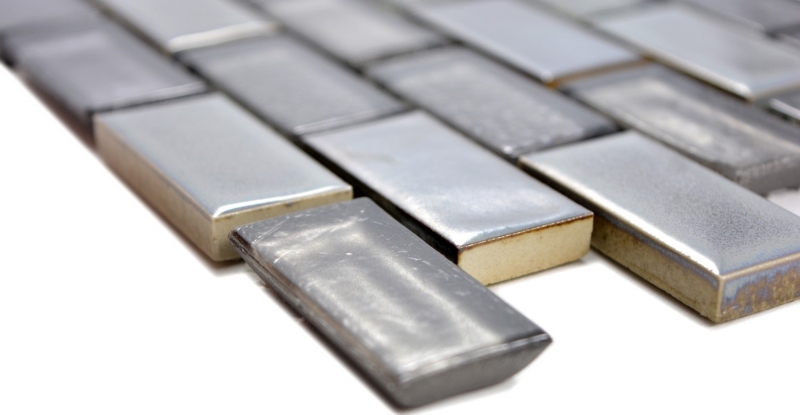 Muestra de mano mosaico azulejo translúcido cerámica gris Ladrillo mosaico de vidrio Cristal cerámica viejo gris MOS83IC-0229_m